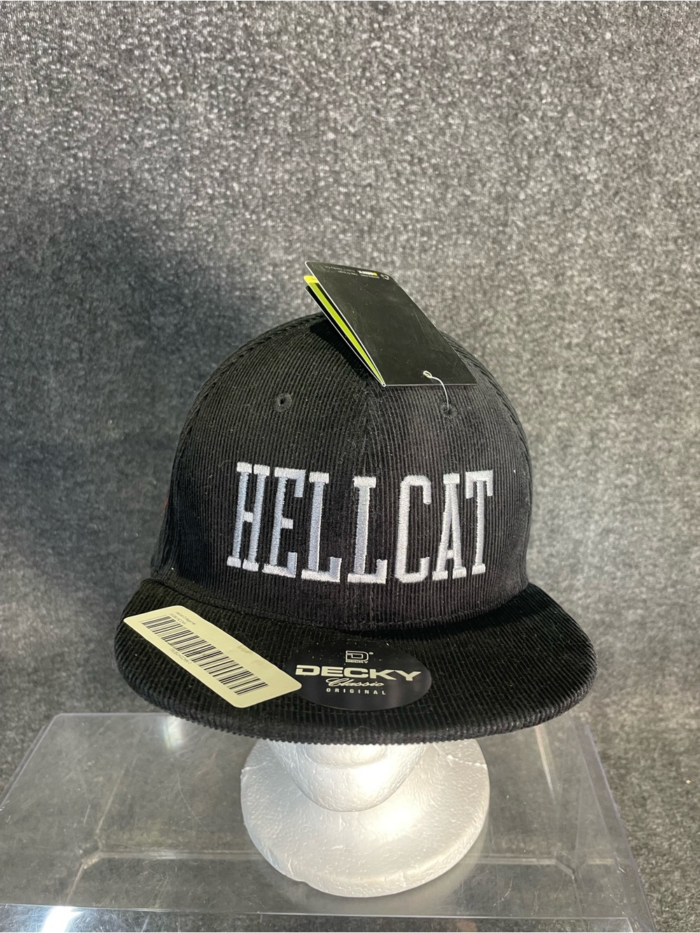 Dodge Hellcat Large Spell Out w/ Side Logo Black Corduroy Snapback Hat NWT Decky